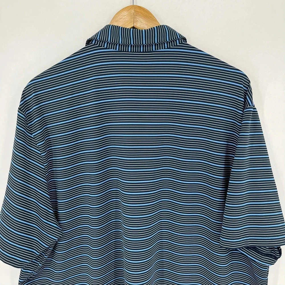 Adidas Mens 2XL Blue Striped Cold Springs Golf Country Club Polo Shirt